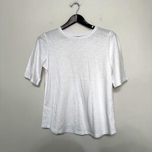 Eileen Fisher Women’s Small White Organic Cotton Short Sleeve Tee Minimalist
